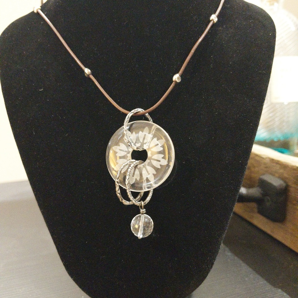 Rare Retired Silpada Etched Glass Pendant | S1954
